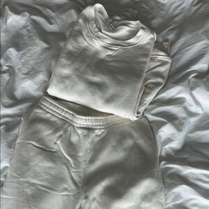 Cozy Cream reformation Sweatshirt and sweatpants Set